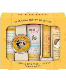 Burt’s Bees Easter Basket Stuffers, Essential Everyday Beauty Gifts Set, 5 Travel Size Products – Deep Cleansing Cream, Hand Salve, Body Lotion, Foot Cream and Lip Balm