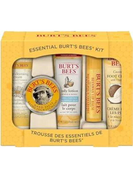 Burt's Bees Easter Basket Stuffers, Essential Everyday Beauty Gifts Set, 5 Travel Size Products - Deep Cleansing Cream, Hand Salve, Body Lotion, Foot Cream and Lip Balm