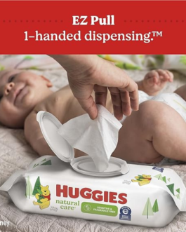 Huggies Natural Care Sensitive Baby Wipes, Unscented, Hypoallergenic, 99% Purified Water, 12 Flip-Top Packs (768 Wipes Total), Packaging May Vary