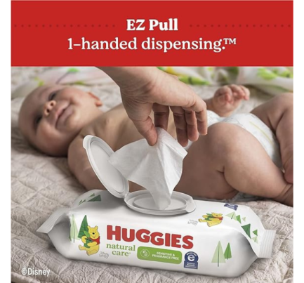 Huggies Natural Care Sensitive Baby Wipes, Unscented, Hypoallergenic, 99% Purified Water, 12 Flip-Top Packs (768 Wipes Total), Packaging May Vary - Image 2