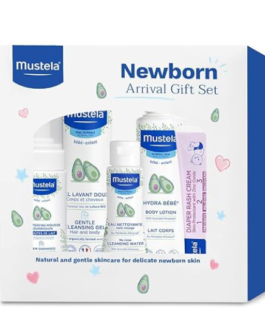 Mustela Newborn Arrival Gift Set – Baby Skincare & Bath Time Essentials – Natural & Plant Based – 5 Items Set