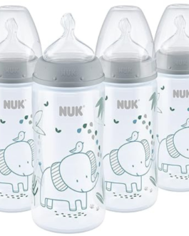 NUK Smooth Flow Anti Colic Baby Bottle, 10 oz, 4 Pack, Elephant,4 Count (Pack of 1)