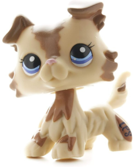 Pet Shop Dog Figure – Cream Tan Brown Dog – Littlest Cute Short Hair Toy – Animal Figurine – Blue Eyes Puppy Figure for Short Hair Pet Collection for Kids: Girls & Boys – 1pc