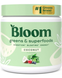 Bloom Nutrition Greens and Superfoods Powder for Digestive Health, Greens Powder with Digestive Enzymes, Probiotics, Spirulina, Chlorella for Bloating and Gut Support, Green Juice Mix, 30 SVG, Coconut