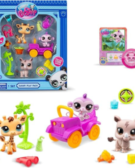 Littlest Pet Shop, Safari Play Pack – Gen 7, Pets #53,#54, #55, Authentic LPS Bobble Head Figure, Collectible Imagination Toy Animal, Kidults, Girls, Boys, Kids, Tweens Ages 4+