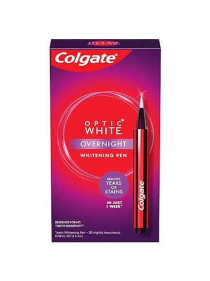 Colgate Optic White Overnight Teeth Whitening Pen, Teeth Stain Remover to Whiten Teeth, 35 Nightly Treatments