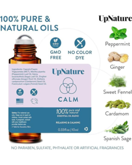 UpNature Calm Essential Oil Roll On Blend – Stress Relief & Relaxation Gifts for Women – Calming & Relaxing Self Care Aromatherapy Oils with Peppermint & Ginger – Ideal Stocking Stuffer