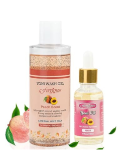 Feminine Wash & Natural Yoni Oil Set – Cleanse, Remove Odor, pH Balance for Women, Tested Yoni Wash, 1 fl.oz Peach Feminine Oil & 6.7 fl.oz Vaginal Intimate Wash with Cleaning Factor