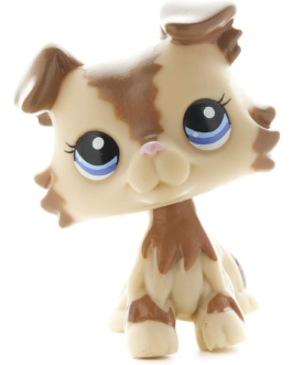 Pet Shop Dog Figure – Cream Tan Brown Dog – Littlest Cute Short Hair Toy – Animal Figurine – Blue Eyes Puppy Figure for Short Hair Pet Collection for Kids: Girls & Boys – 1pc