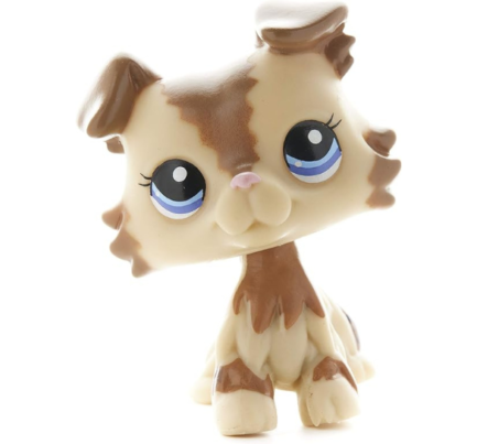 Pet Shop Dog Figure - Cream Tan Brown Dog - Littlest Cute Short Hair Toy - Animal Figurine - Blue Eyes Puppy Figure for Short Hair Pet Collection for Kids: Girls & Boys - 1pc